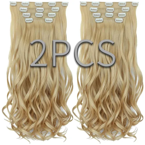 Miniatura 21 de SYXLCYGG Extensiones de cabello negro lacio, 4 piezas, extensiones de cabello con clip de 22 pulgadas, 5.5 onzas, pieza de cabello sintético