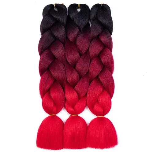 Miniatura 12 de #1B - Cabello trenzado de ganchillo, 5 unids/lote, extensiones de cabello trenzado jumbo de 24 pulgadas, cabello sintético para trenzar fibra