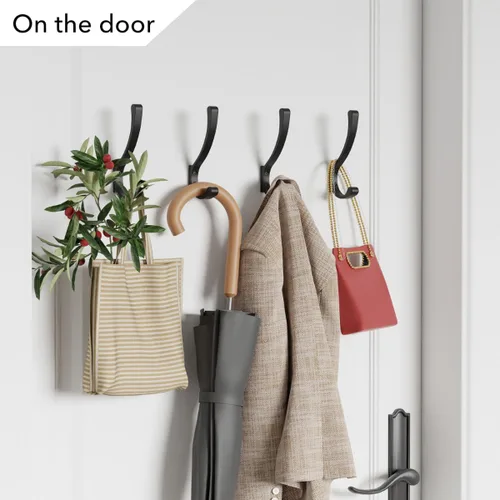 Miniatura 4 de saffruff Ganchos de montaje en pared, ganchos de metal resistentes para colgar ropa, mochila, bolsa, toalla y chaqueta, fuerte gancho de armario