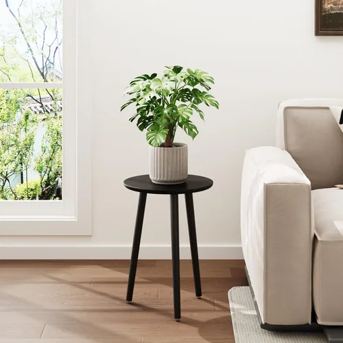 Miniatura 9 de Leaf&lull Soporte negro para plantas pequeñas para plantas grandes, taburete de madera para plantas grandes, soporte alto para plantas para sala