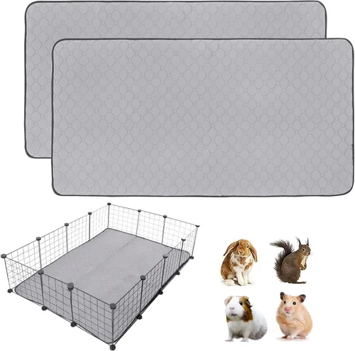 Miniatura 19 de Paquete de 2 forros para jaula de cobayas LWYMX, 24'' X 48'', almohadillas lavables para orina de cobayas, alfombrilla antideslizante reutilizable