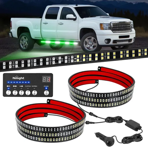 Miniatura 19 de Nilight 2 piezas de 24 pulgadas de tira de luces estroboscópicas para parrilla de camiones, 384 LED, luz de emergencia ámbar, flexible, intermitente