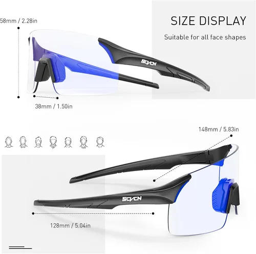 Miniatura 5 de SCVCN Gafas de sol de ciclismo fotocromáticas sin marco para hombres y mujeres, ideales para béisbol, bicicleta, golf, correr