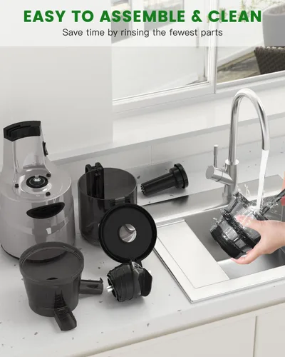 Miniatura 7 de Exprimidor de prensa en frío – Conducto de alimentación de 5.5 pulgadas, exprimidor masticador para frutas y verduras enteras, barrena de corte