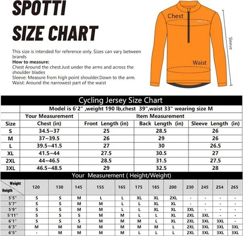 Miniatura 6 de Spotti Playera de mangas largas para ciclismo, para hombre. Remera para ciclismo, transpirable y de secado rápido.