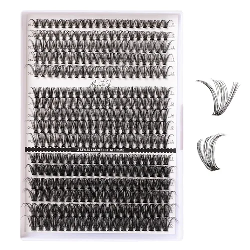 Miniatura 11 de Extensiones de pestañas en racimo 72, pestañas postizas, extensiones de pestañas reutilizables, para colocar uno mismo, aspecto natural, mezcla