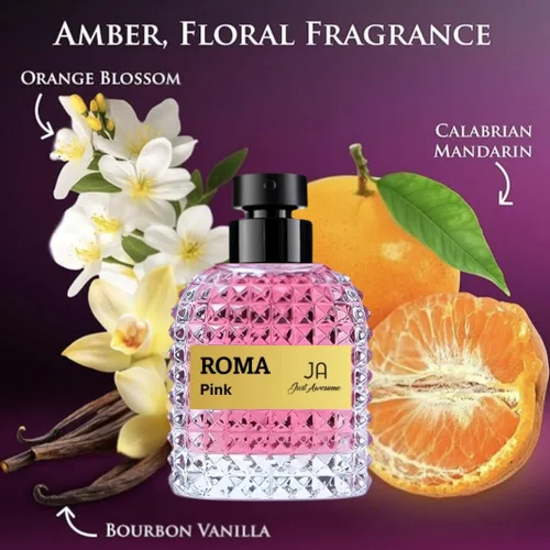 Miniatura 5 de ROMA PINK EDP Perfume Mujer – Aroma Floral Ámbar – Flor de Azahar, Base de Vainilla de Madagascar que emite un cálido aroma dulce – Elegante botella