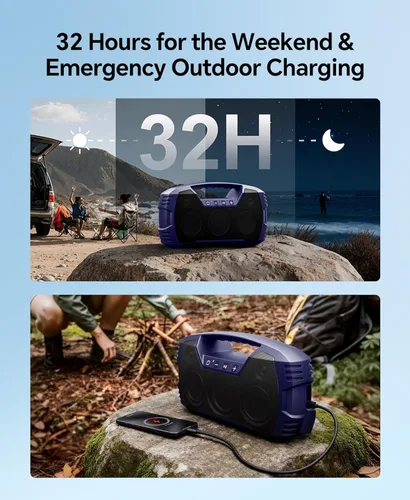 Miniatura 4 de Houl Zallee Altavoz Bluetooth 5.0 con impermeabilidad IPX7, 40 W, portátil, inalámbrico, 32 h, estéreo, sonido alto, graves profundos, micrófono