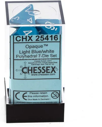 Miniatura 3 de Chessex CHX25416 Juego Dice-Opaco Azul Claro/Blanco