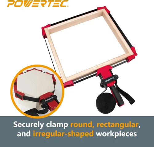 Miniatura 2 de POWERTEC Abrazaderas de correa para carpintería: abrazaderas de banda de liberación rápida con mango ergonómico, abrazadera ajustable para marco
