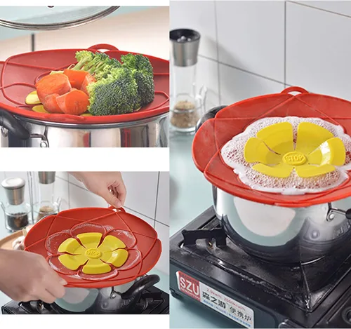 Miniatura 5 de 1 paquete de tapa de tapón antiderrames y tapa de tapón de desbordamiento para sartenes y ollas para hervir, protección contra derrames y aberturas