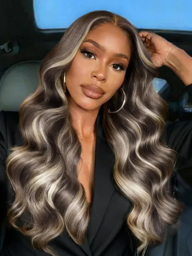 Miniatura 11 de Nadula Bye Bye Knots Peluca con Cordón Sin Pegamento de Ondas de Agua, Pelucas Frontales de Encaje Precortado 7x5 Húmedas y Onduladas de Cabello