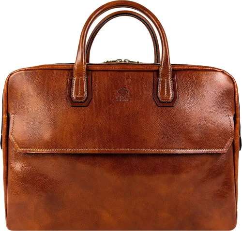 Time Resistance Maletín de cuero Bolsa de cuero de grano completo para laptop de hasta 17 pulgadas para hombres y mujeres