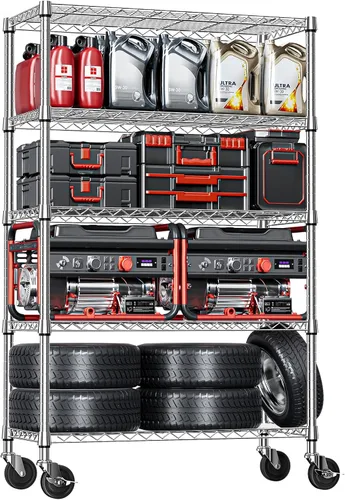 Miniatura 12 de IZEUK Estantes de Almacenamiento Conectados, Unidad de Estantería Metálica Ajustable DIY de Servicio Pesado para Esquina, Ideal para Cocina, Garaje