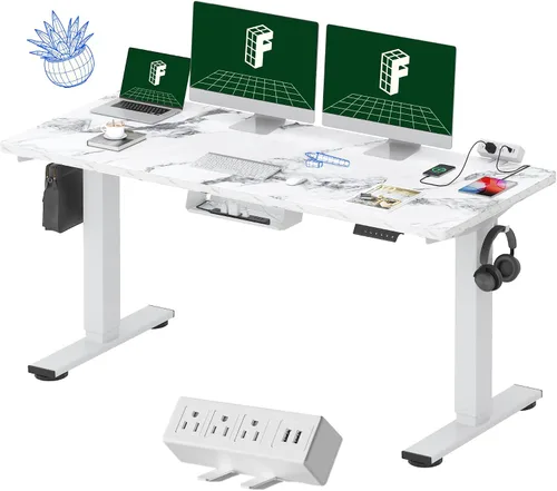 Miniatura 38 de FLEXISPOT EN2 Escritorio de pie de una pieza completa con regleta de alimentación de abrazadera, escritorio eléctrico de altura ajustable de 40 x 24