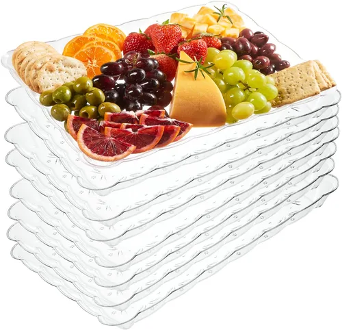 Miniatura 12 de Plasticpro - Bandejas de plástico para servir, rectangulares, 9 x 13 pulgadas, plato desechable para fiesta, incluye 4 bandejas Transparente