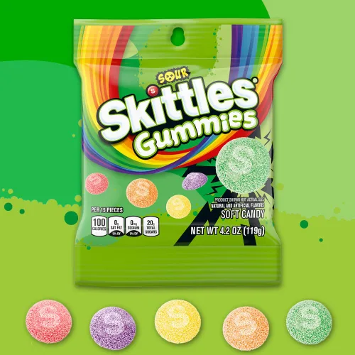 Miniatura 3 de SKITTLES Gomitas Ácidas, Bolsas de 4.2 Oz (Paquete de 12) Dulces a Granel