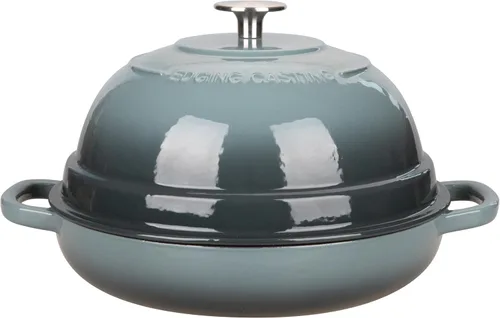 EDGING CASTING Olla de horno holandés de hierro fundido esmaltado con tapa, horno de pan redondo para hornear pan de masa madre casero, 6 cuartos de