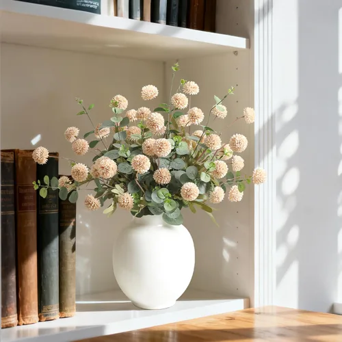 Miniatura 7 de Serra Flora 10 piezas de flores artificiales de seda sintética para jarrón, mini crisantemos falsos a granel para interiores con tallos para centros