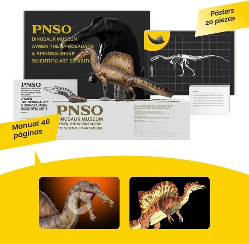 Miniatura 3 de Serie de museos de dinosaurios PNSO (AYMEN El Spinosaurus, modelo de arte científico de escala 1:35)