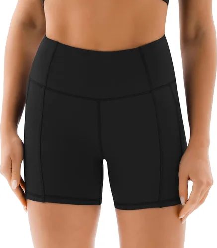Miniatura 3 de Persit - Pantalones cortos de yoga de cintura alta para mujer con bolsillos laterales e interiores, no transparentes, pantalones cortos atléticos