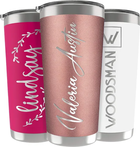 Miniatura 8 de Regalos personalizados para hombres – 20 onzas – Vasos personalizados con tapa, azul cielo, tazas de café de viaje aisladas, juego de popote