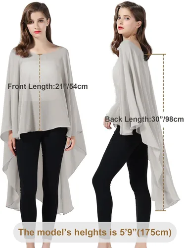 Miniatura 5 de BEAUTELICATE Capa de gasa para boda, capa nupcial, poncho superpuesto para mujer, talla grande