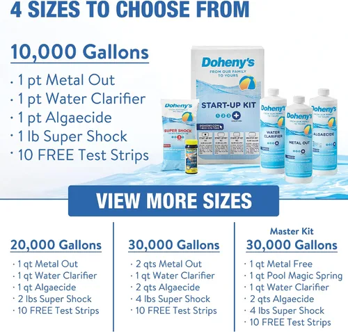 Miniatura 5 de Doheny's Kit de inicio de apertura de piscina, fabricado en Estados Unidos, incluye salida de metal, control de algas, clarificador y súper impacto