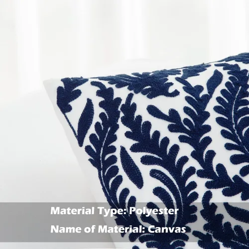 Miniatura 3 de HWY 50 Fundas de almohada decorativas azul marino de 18x18 pulgadas (1 pieza), funda de cojín bordada de algodón para granja, funda de almohada