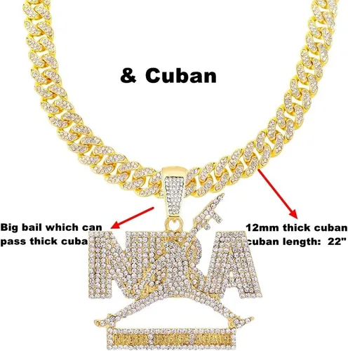 Miniatura 3 de Cadenas colgantes para hombre HH Bling Empire Iced Out Nba Youngboy de plata y oro. Collares de zapatos deportivos de diamante que nunca se rompe