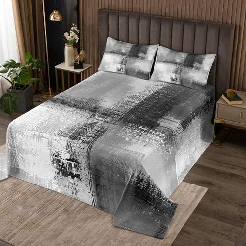 Miniatura 6 de Erosebridal Juego de edredón de teñido anudado marrón, juego de colcha verde degradado para niños, juego de ropa de cama abstracta grunge acuarela