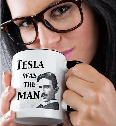 Miniatura 2 de 3dRose Tesla Was The Man - Taza de 11 onzas, color negro