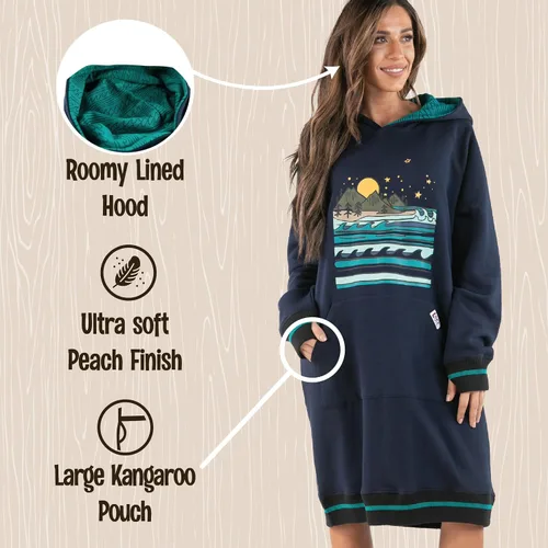 Miniatura 126 de Lazy One Sudadera con capucha de gran tamaño, ropa de dormir cómoda, vestido de suéter para mujer