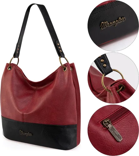 Miniatura 33 de Wrangler Hobo - Bolsas para mujer de cuero vegano con asa superior, bolsos de hombro y bolsos