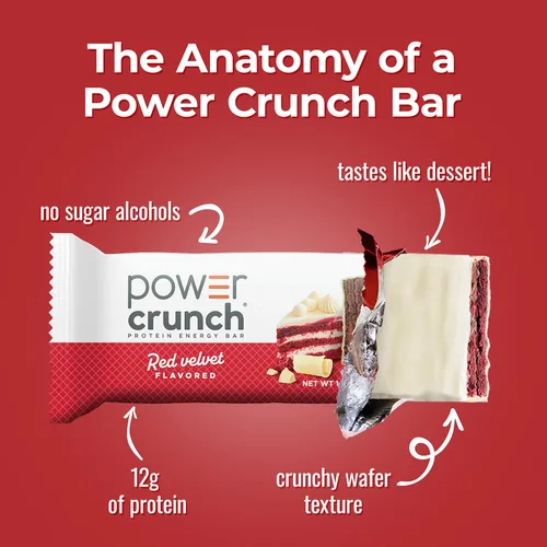 Miniatura 3 de Power Crunch - Barras de oblea proteica, snacks altos en proteínas con delicioso sabor, red velvet, 1,4 onzas (12 unidades)