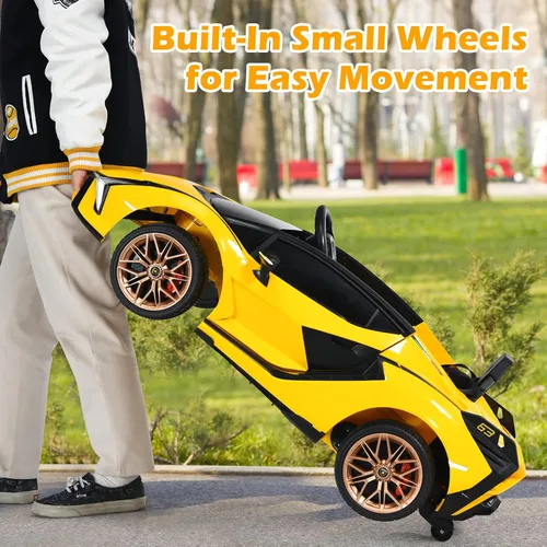 Miniatura 9 de INFANS Lamborghini Sian - Auto de paseo para niños con licencia de 12 V, con control remoto para padres, suspensión de resorte, reproductor de MP3