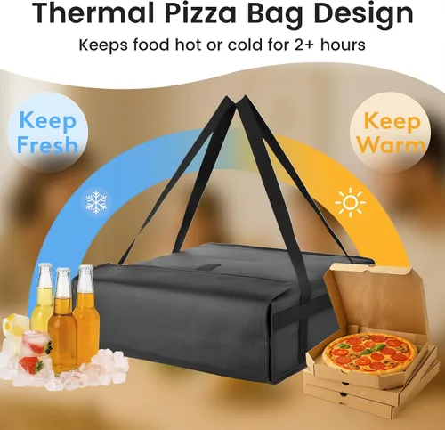 Miniatura 5 de Bodaon Bolsas de pizza para entrega, bolsa de entrega de pizza aislada para conductores de entrega, 20 x 20 x 6 pulgadas, bolsas calentadoras