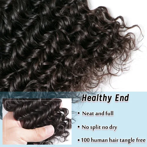 Miniatura 5 de lianlian Extensiones de cabello humano brasileño de onda profunda de 14 pulgadas, 100% sin procesar, virgen, cabello humano rizado profundo