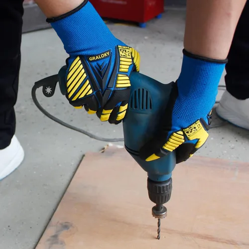 Miniatura 6 de 3 pares de guantes de trabajo, guantes resistentes a los impactos con goma para hombres y mujeres, guantes de nitrilo resistentes a cortes, guantes