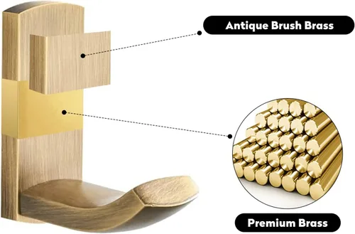 Miniatura 4 de WINCASE Gancho para toallas de latón antiguo, ganchos para bata de pared de baño, montaje vintage, ganchos rústicos para ropa de baño, paquete de 4