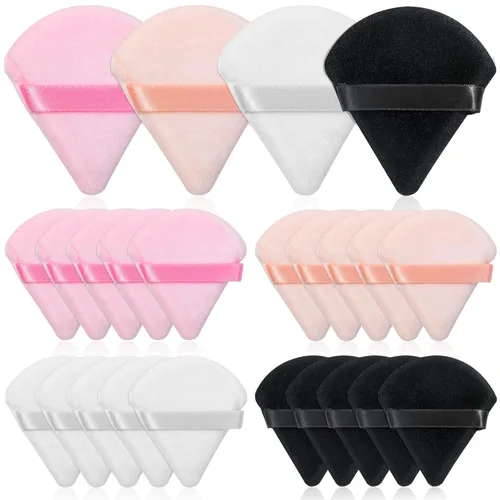 20 piezas de soplo de polvo triangular, esponja de maquillaje para maquillaje, almohadillas de soplo facial para polvo suelto y polvo de prensa,