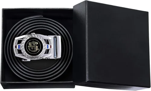 Miniatura 4 de BarryWang Cinturón formal para hombre cuero de grano completo con hebilla automática sin níquel regalo de lujo