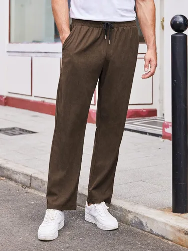 Miniatura 2 de COOFANDY Pantalones casuales de pana para hombre, pantalones elásticos con cintura elástica ajustable