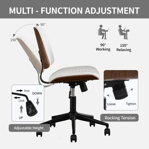 Miniatura 4 de VipDesk Silla pequeña de oficina en casa, silla de escritorio sin brazos con respaldo medio con giro de 360° y ruedas, silla de computadora moderna