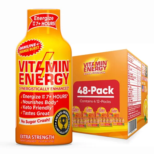 Miniatura 33 de Vitamin Energy Immune+ Extra Strength Energy Shot Army Orange 10 unidades, 260 mg de cafeína natural, vitaminas B, citicolina, té verde, apoyo
