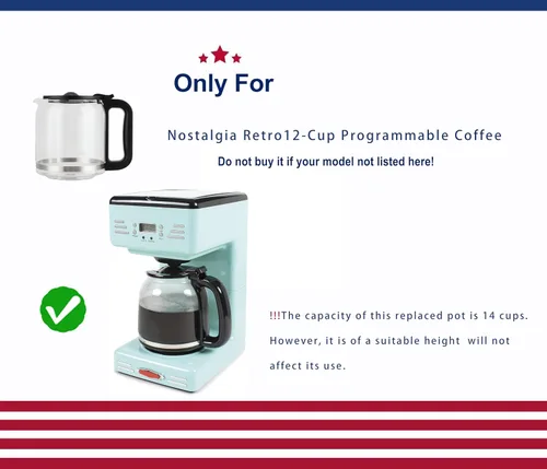 Miniatura 2 de Repuesto de cafetera compatible con Nostalgia Retro 12 tazas de café programable