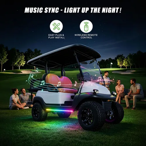 Miniatura 3 de 10L0L Kit de 2 luces subterráneas para carrito de golf Yamaha EZGO Club Car, iluminación de neón RGB 24 modos con control remoto inalámbrico