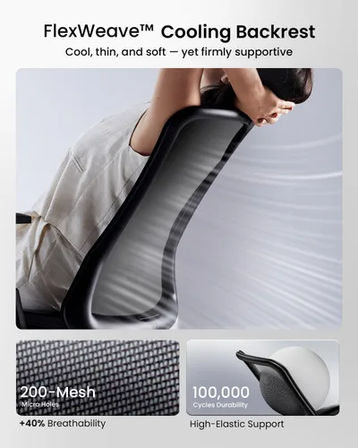 Miniatura 3 de ProtoArc Silla de oficina ergonómica – Silla de malla flexible para mujer, asiento deslizante de espuma, reclinable de 125°, sillas de escritorio