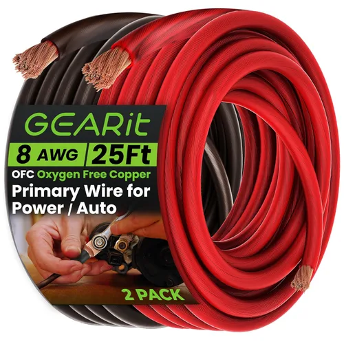 Miniatura 12 de GEARit Cable de calibre 8 OFC, cable de batería de cobre sin oxígeno 8 AWG, cable negro de alimentación/tierra de 25 pies para audio de automóvil