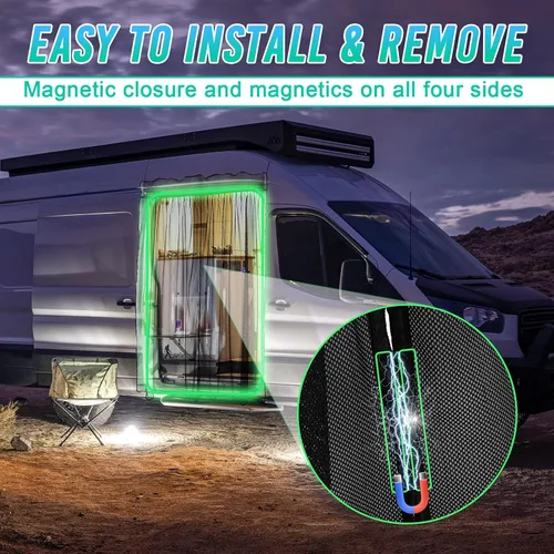 Miniatura 3 de BLACKHORSE-RACING Pantalla magnética de repuesto para furgonetas Mercedes Sprinter y otras autocaravanas, mosquitera magnética para autocaravana
